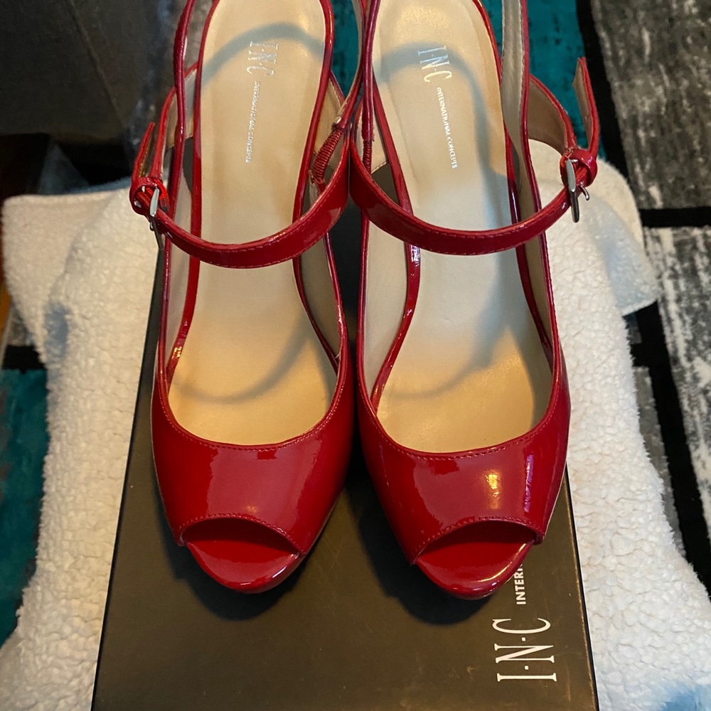 INC peep toe sling back shoes